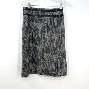 Vintage Yansi Fugel Wool Cashmere Skirt 4 Gray Black Old Money Career Goth Moto